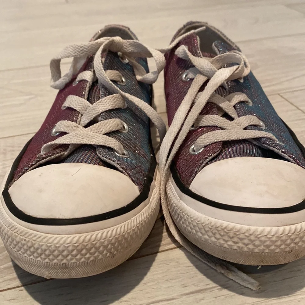 Converse All Star- shimmery blue,purple, and pink low tops, Size 2.5 - Picture 6 of 6